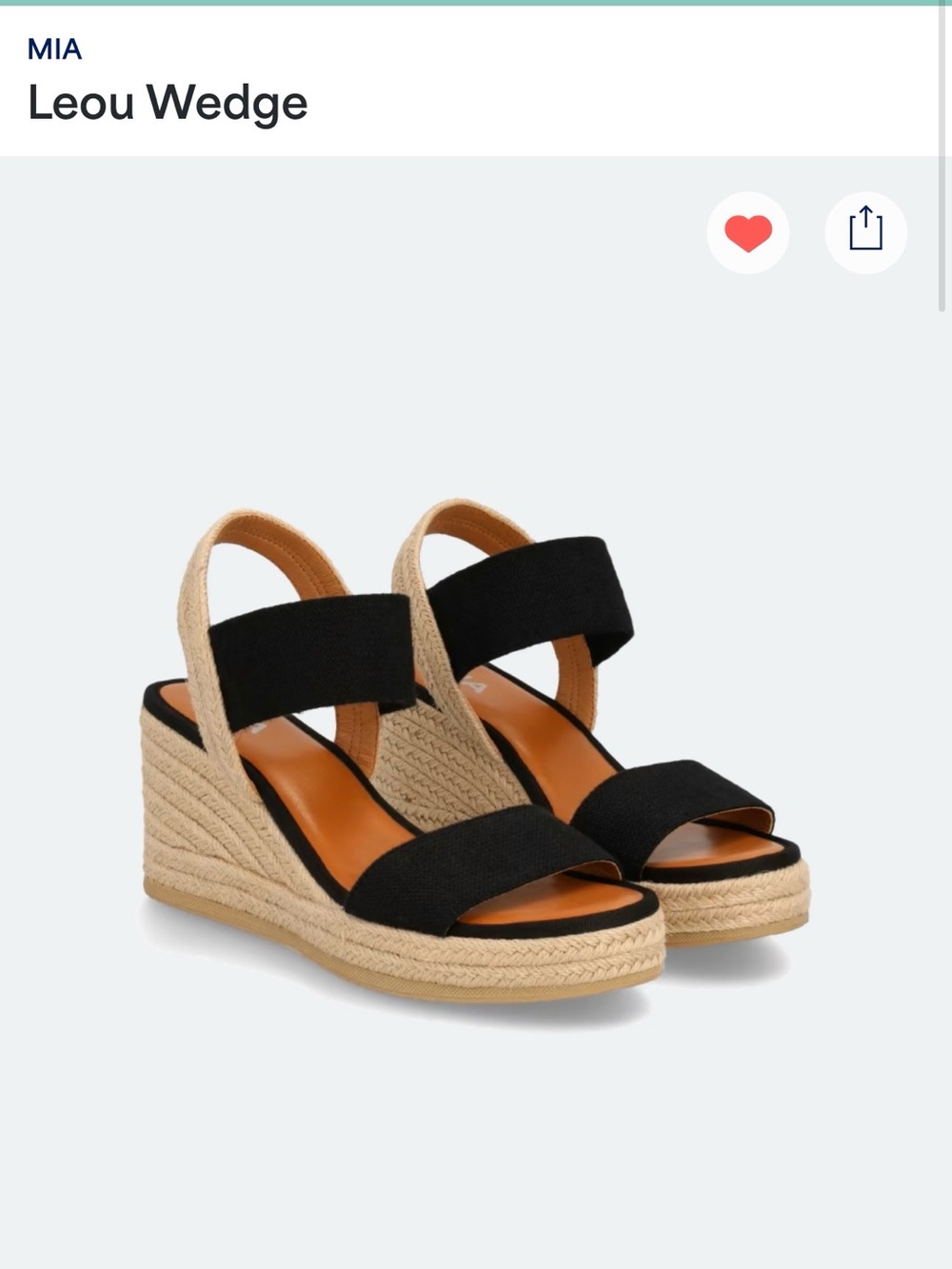 MIA Leou Wedge Sandal in Black and Natural Espadrille